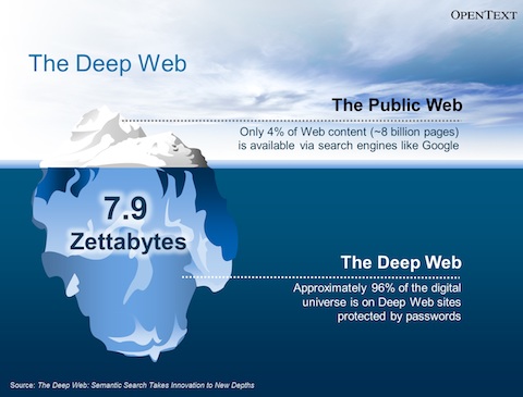 Estima-se que a Deep Web seja pelo menos 10 vezes maior que a web tradicional. Na lista de usuários estão governos, universidades de todo o mundo, e empresas multinacionais. 